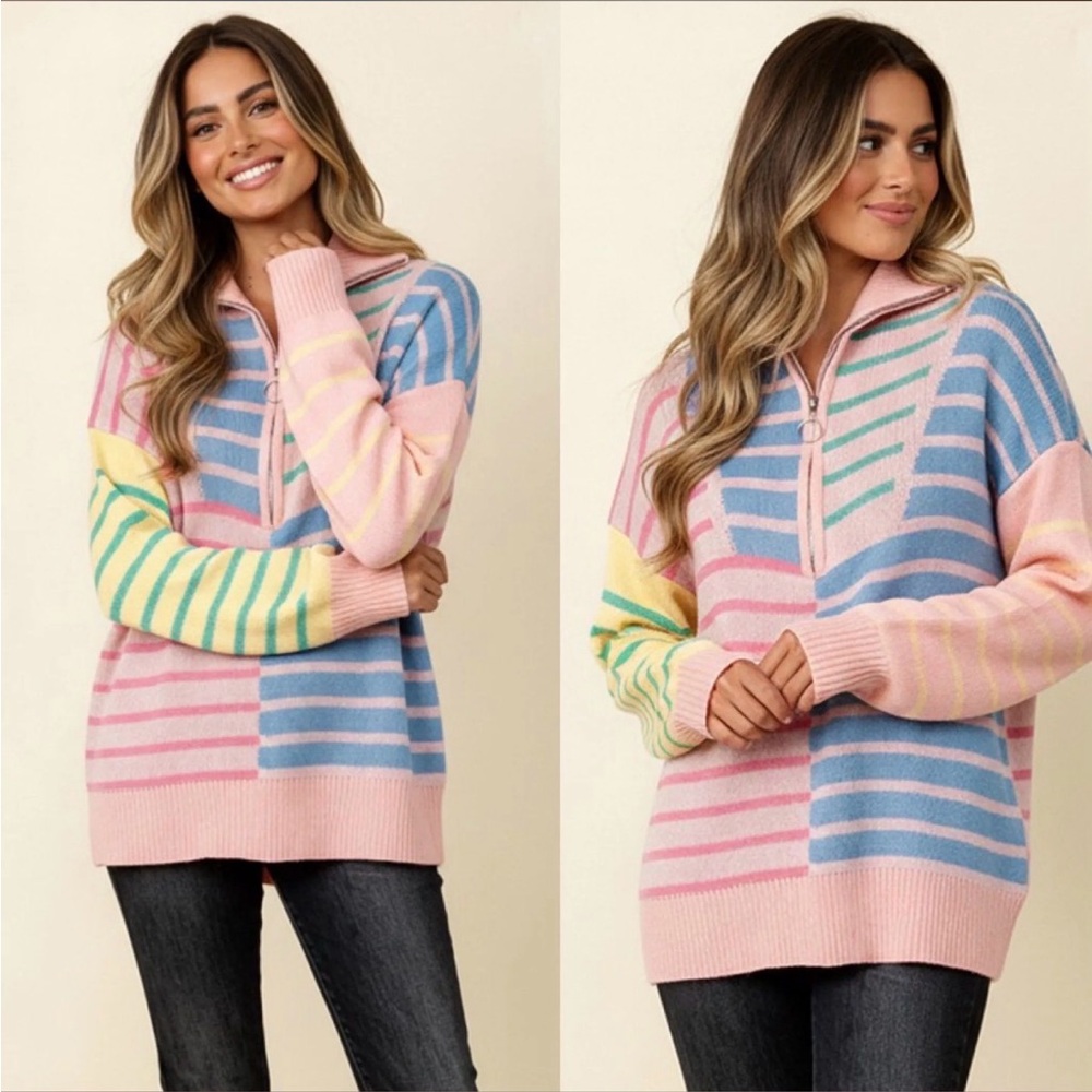 Haptics Striped Color Blocked Sweater Small - Picture 8 of 9